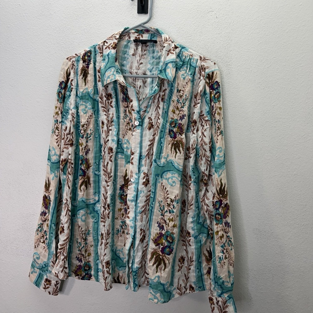 Jane & Delancey Womens L Floral Button Down Shirt Long Sleeve Cottagecore Boho